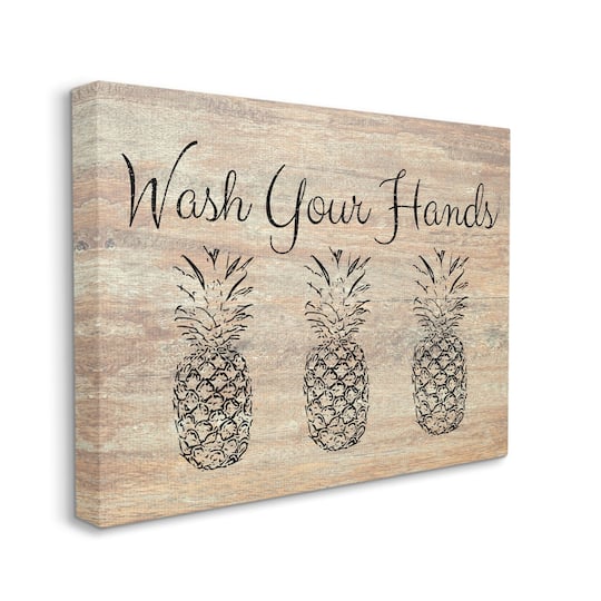 Stupell Industries Wash Your Hands Pineapple Canvas Wall Art